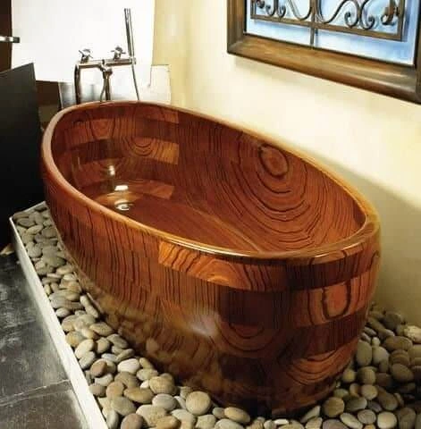 Bồn tắm gỗ hình bầu dục